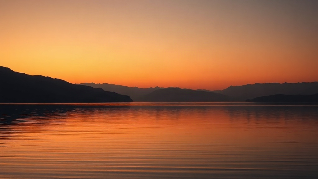 Calm dusk landscape with lake and mountains representing quiet creative work